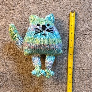 Handmade Multicolor Knit Cat Plush